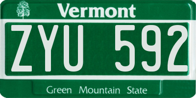 VT license plate ZYU592