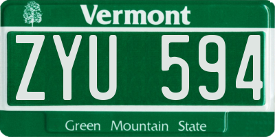VT license plate ZYU594