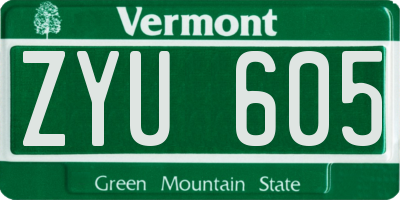 VT license plate ZYU605