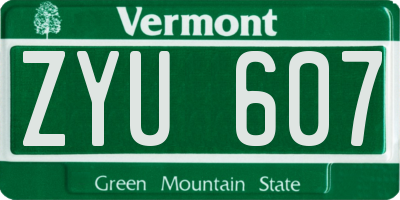 VT license plate ZYU607