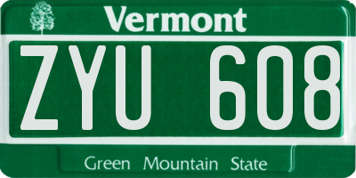 VT license plate ZYU608