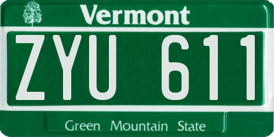 VT license plate ZYU611