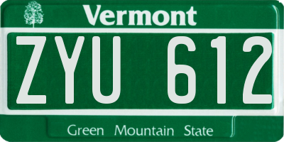 VT license plate ZYU612