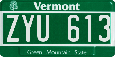 VT license plate ZYU613