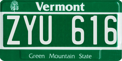 VT license plate ZYU616