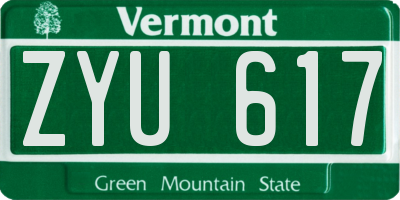 VT license plate ZYU617