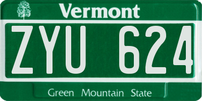 VT license plate ZYU624