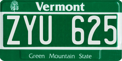 VT license plate ZYU625