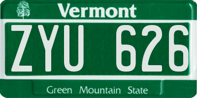 VT license plate ZYU626