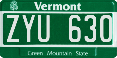 VT license plate ZYU630