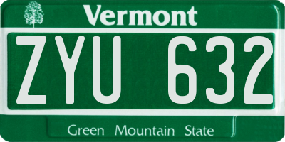 VT license plate ZYU632