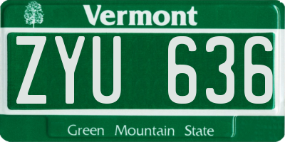 VT license plate ZYU636