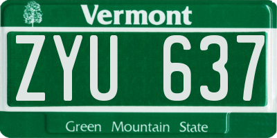 VT license plate ZYU637