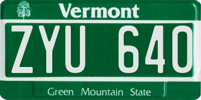 VT license plate ZYU640