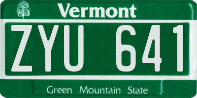 VT license plate ZYU641