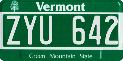 VT license plate ZYU642