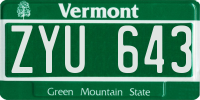 VT license plate ZYU643
