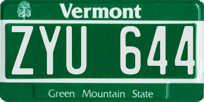 VT license plate ZYU644