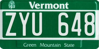 VT license plate ZYU648