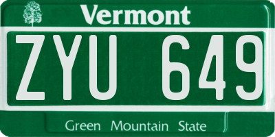 VT license plate ZYU649