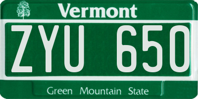 VT license plate ZYU650