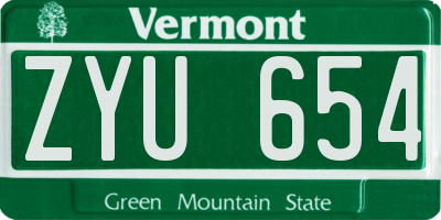 VT license plate ZYU654