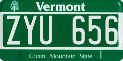 VT license plate ZYU656