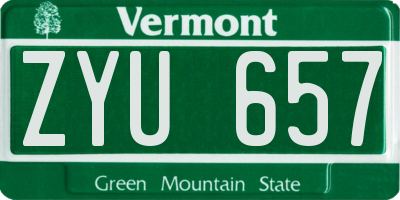 VT license plate ZYU657