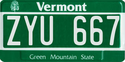 VT license plate ZYU667