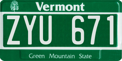 VT license plate ZYU671