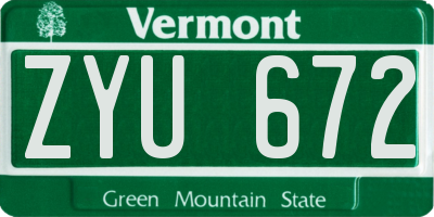 VT license plate ZYU672