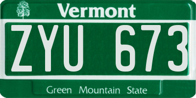 VT license plate ZYU673