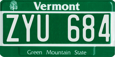 VT license plate ZYU684