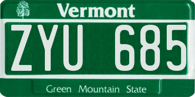 VT license plate ZYU685