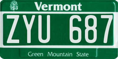 VT license plate ZYU687
