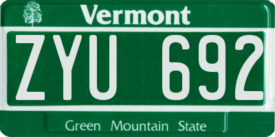 VT license plate ZYU692