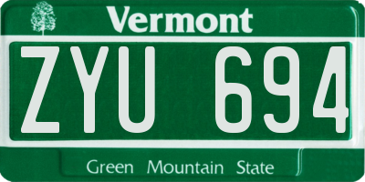 VT license plate ZYU694
