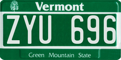 VT license plate ZYU696
