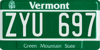 VT license plate ZYU697