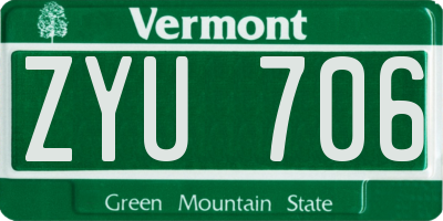 VT license plate ZYU706