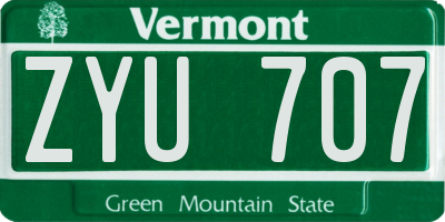 VT license plate ZYU707