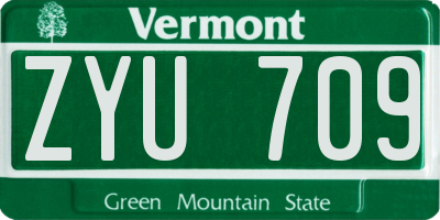 VT license plate ZYU709