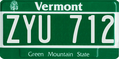 VT license plate ZYU712