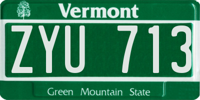 VT license plate ZYU713