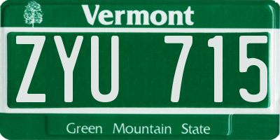 VT license plate ZYU715