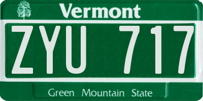 VT license plate ZYU717