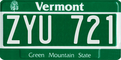 VT license plate ZYU721