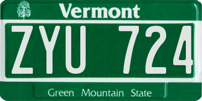 VT license plate ZYU724