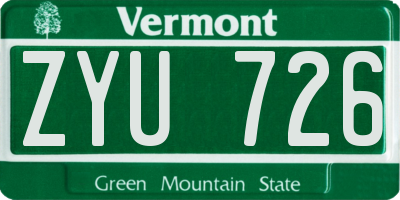 VT license plate ZYU726