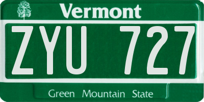 VT license plate ZYU727